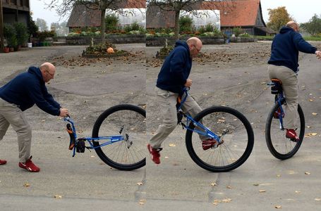 Aufstieg auf ein 36 Zoll Rad